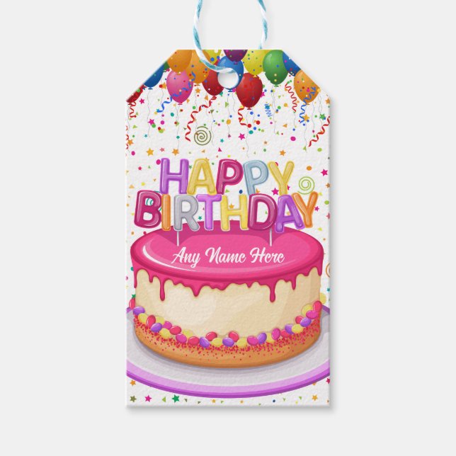 Kakablegeringar från födelsedagen och konfetti presentetikett (Framsidan)