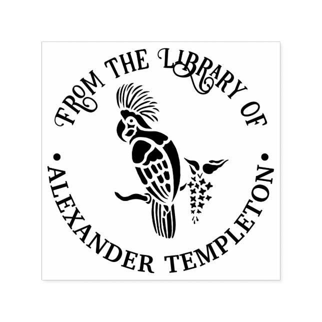 Kakadua Fågel Siluett Bibliotek Bok Namn Självfärgande Stämpel (Design)