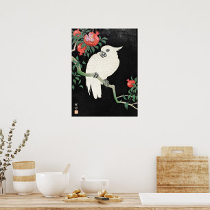 Kakadua och granatäpple, berömd japansk målning poster