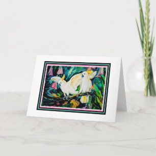 Kakaduor förbigår hälsningkortet kort