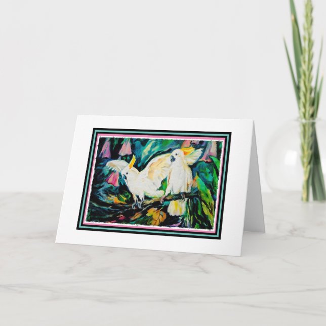 Kakaduor förbigår hälsningkortet kort (Framsida)