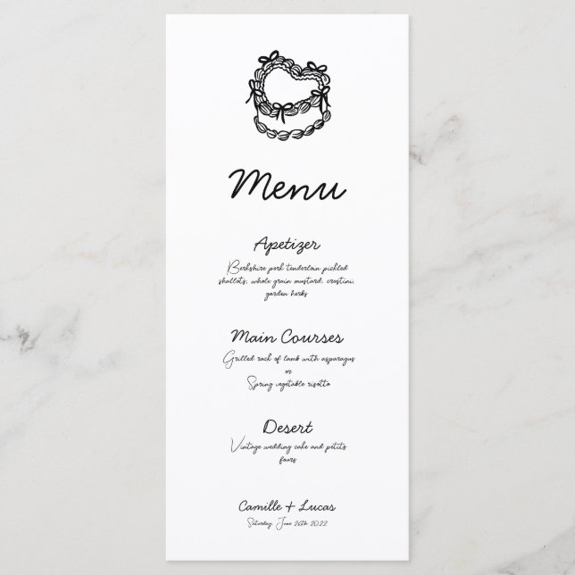 Kakaj Bröllop Menu Meny (Framsida)