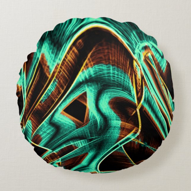 Kakamarin- och kaffeodlingar med mycket vriden tap rund kudde (Framsidan)