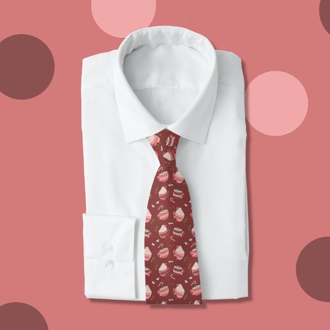 Kakao Mugg Mönster Helgdag Neck Tie Slips (Festive Holiday tie with a whimsical cocoa mug pattern . )