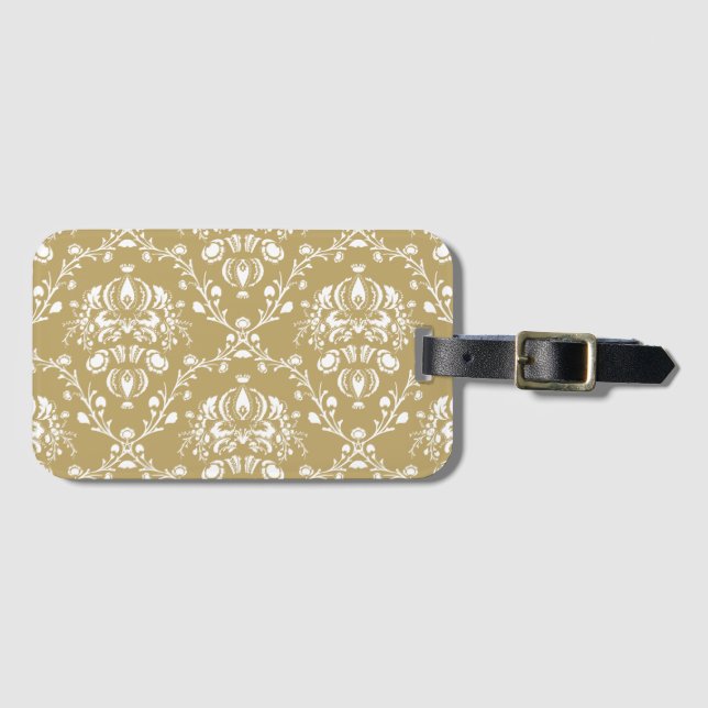Kakao och Cream Damask Bagagebricka (Framsida horisontal)
