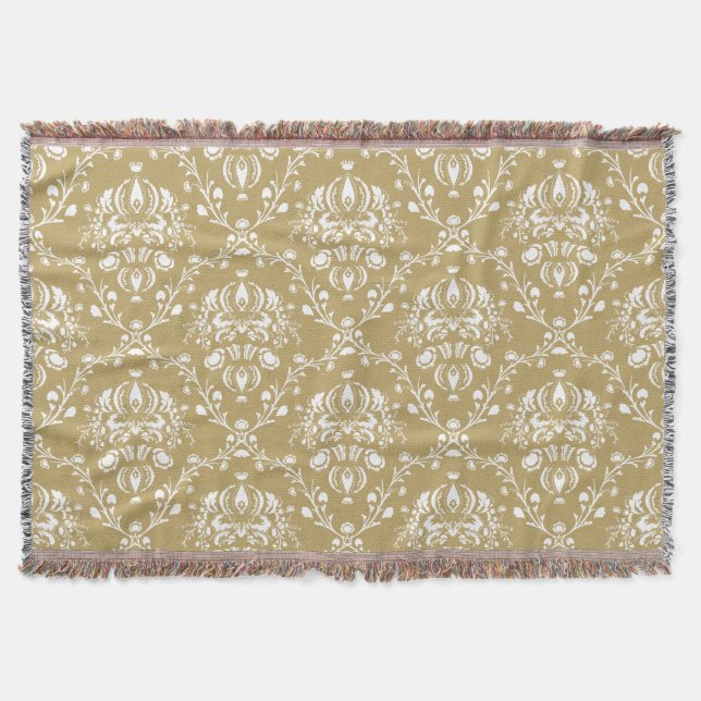 Kakao och Cream Damask Filt (Framsidan)
