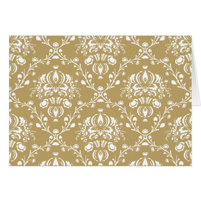 Kakao och Cream Damask Hälsningskort (Framsidan Horizontal)