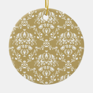 Kakao och Cream Damask Julgransprydnad Keramik