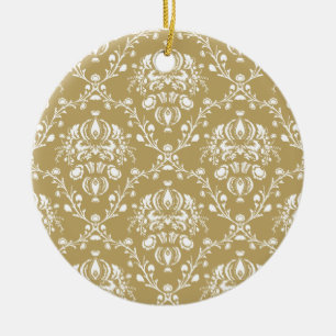 Kakao och Cream Damask Julgransprydnad Keramik
