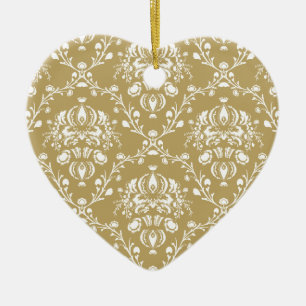 Kakao och Cream Damask Julgransprydnad Keramik