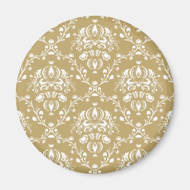 Kakao och Cream Damask Magnet (Framsidan)