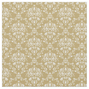 Kakao och Cream Damask Tyg