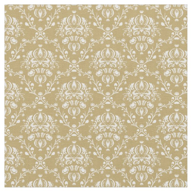 Kakao och Cream Damask Tyg (Närbild)