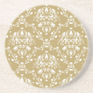 Kakao och Cream Damask Underlägg Sandsten
