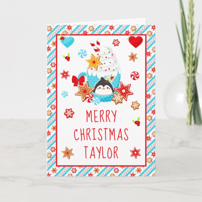 Kakaoblått God jul Helgkort (Framsida)