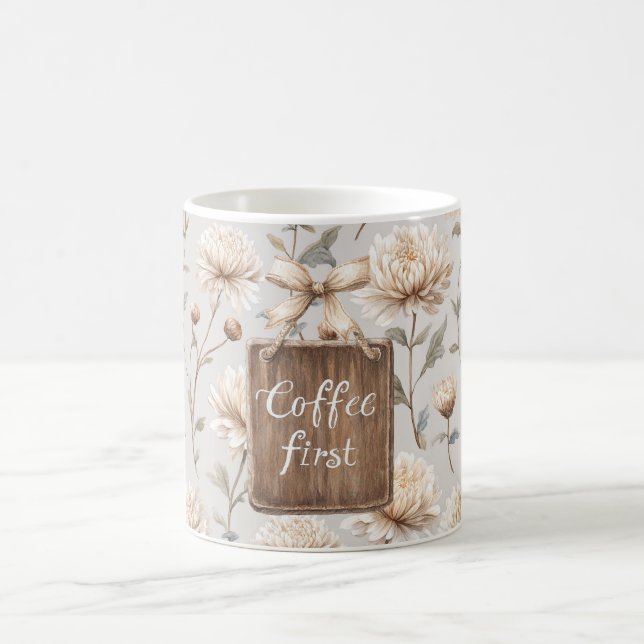 Kakaobrun Kräm Blommig Kaffe Först   Kaffemugg (Center)