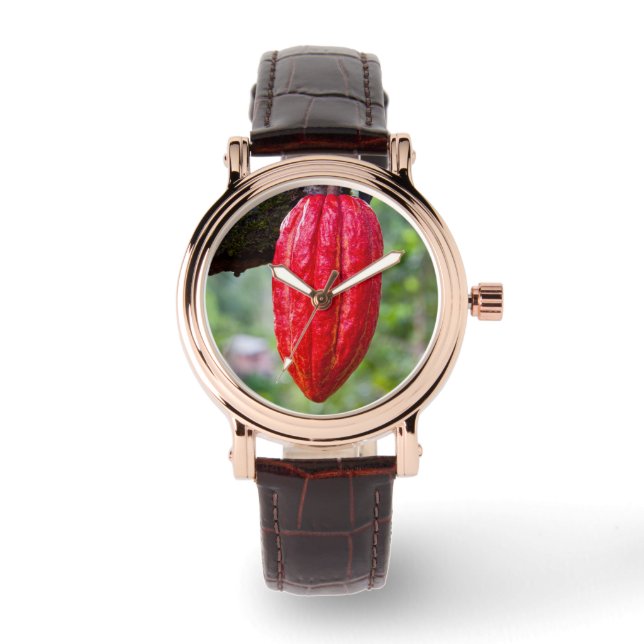 kakaofrukt röd armbandsur (Framsida)