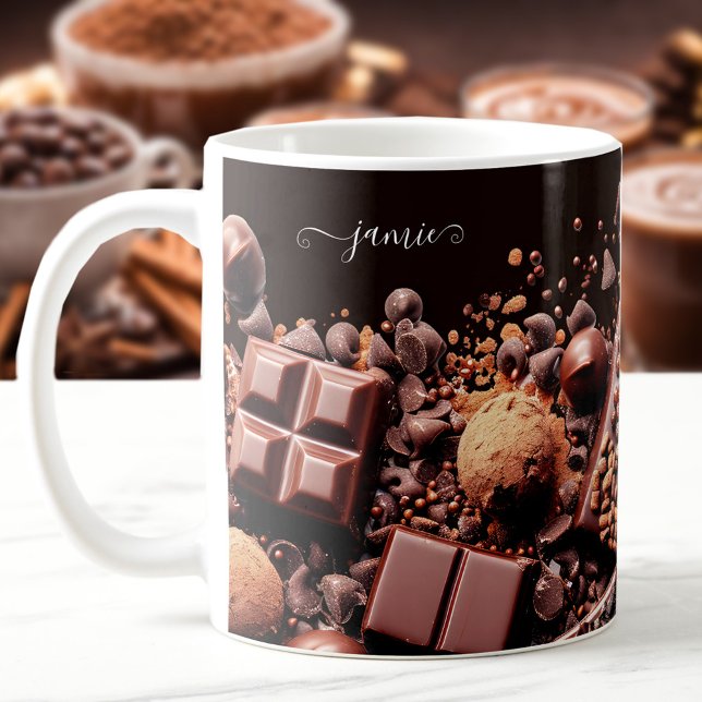 Kakaomisk Hett Choklad Kakaopunktext Kaffemugg (Chocoholic Hot Chocolate Cocoa Custom Name Text Coffee Mug)