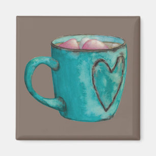 Kakaosmarshmallow-hett Choklad mugg vintertid Magnet
