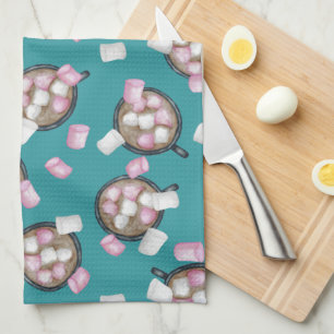 Kakaosmarshmallow hett chokladgodis vintertid kökshandduk