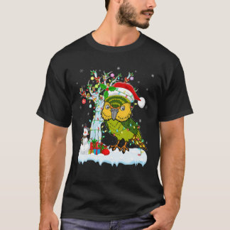 Kakapo Bird Julafton Träd Lighting Santa Hat Kakap T Shirt