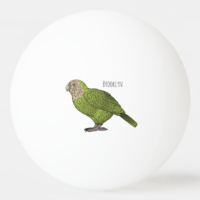 Kakapo-fågel serieillustration  pingisboll (Framsidan)