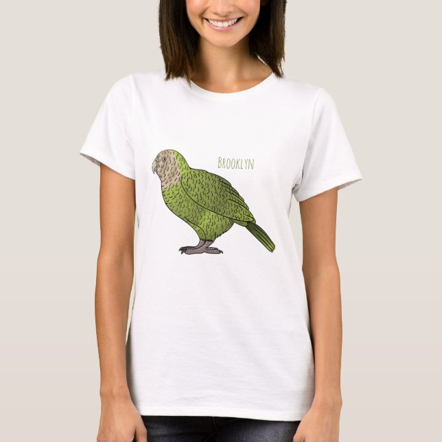 Kakapo-fågel tecknad illustration t shirt (Framsida)