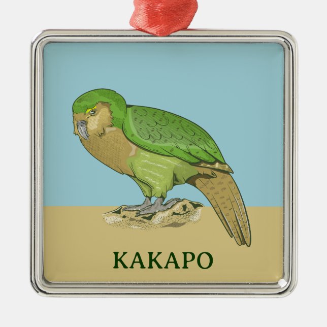 Kakapo-illustration Julgransprydnad Metall (Framsidan)