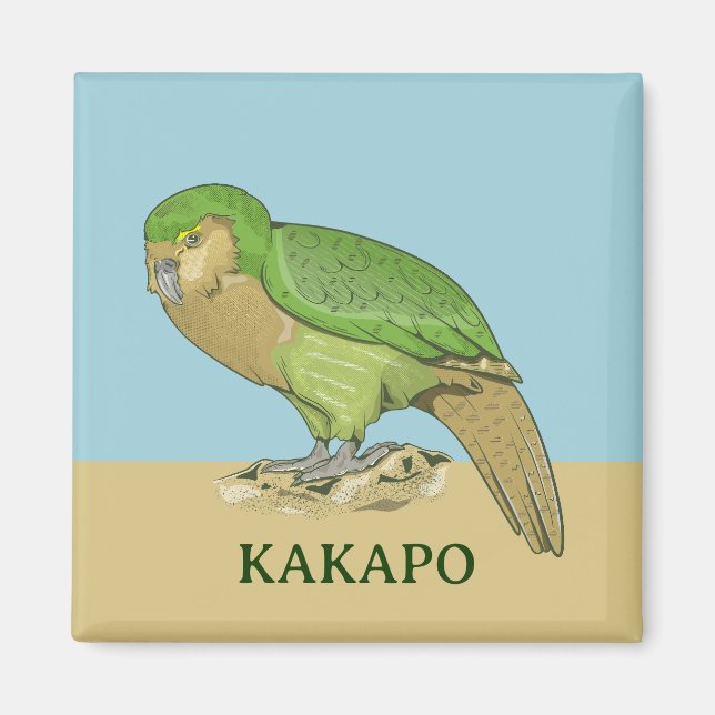 Kakapo-illustration Magnet (Framsidan)