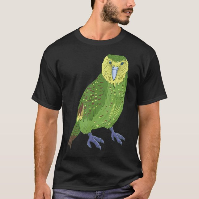Kakapo Parrot Nya Zeeland Bird Uggla Parrot T Shirt (Framsida)
