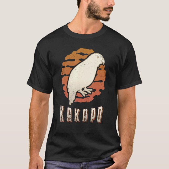 Kakapo Vintage Retro Classic Animal Sunset T Shirt (Framsida)