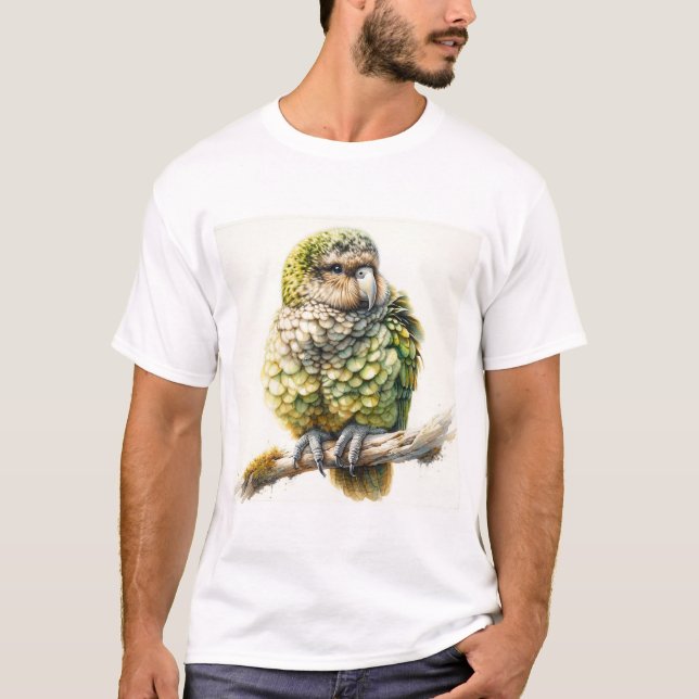 Kakapo Watercolor AREF298 - Watercolor T Shirt (Framsida)