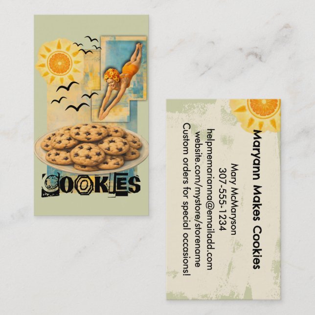 Kakbagare bakar bakery vintage collage visitkort (Fram/baksida)