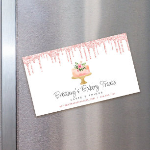 Kakbakeriets  Rosa Glitter Drives Pastry Chef Magnetiska Visitkort