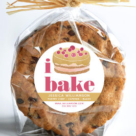 Kake Burgundy Red Guld Pastry Chef Bake Bold Type Runt Klistermärke