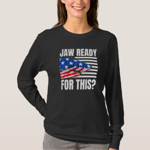 Käke Redo För Detta Haj Amerikansk Flagga Grunge T Shirt