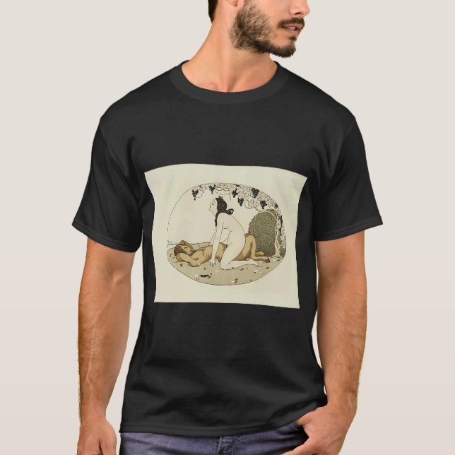 Kakel Kvinna Och Papegoja Bak Splash Border Gerda  T Shirt (Framsida)