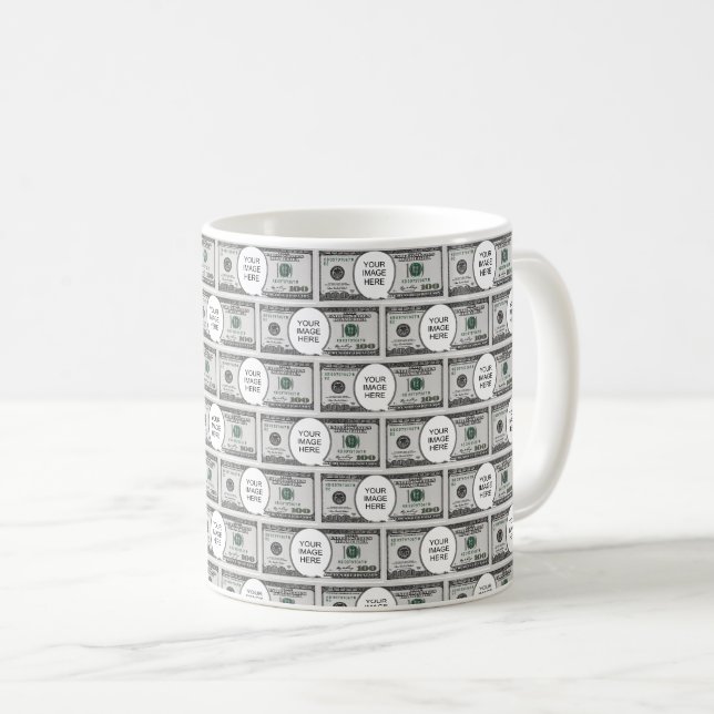 Kakeldesign med din bild på 100 dollarsedlar  kaffemugg (Framsida höger)