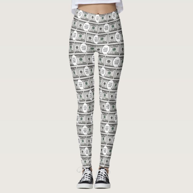 Kakeldesign med din bild på 100 dollarsedlar  leggings (Framsida)