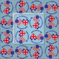 Kakelklädda brittiska USA-hjärtaflaggor land arv 
