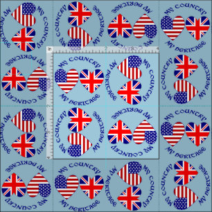 Kakelklädda brittiska USA-hjärtaflaggor land arv  Tyg