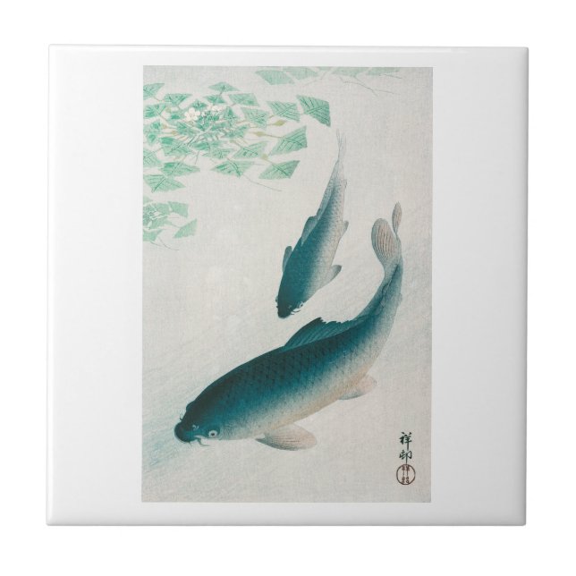  KAKELPLATTA: OHARA KOSON : CARP/KOI 1926  KAKELPLATTA (Framsidan)