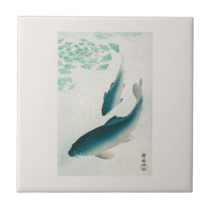 KAKELPLATTA: OHARA KOSON : CARP/KOI 1926 NAPKIN KAKELPLATTA