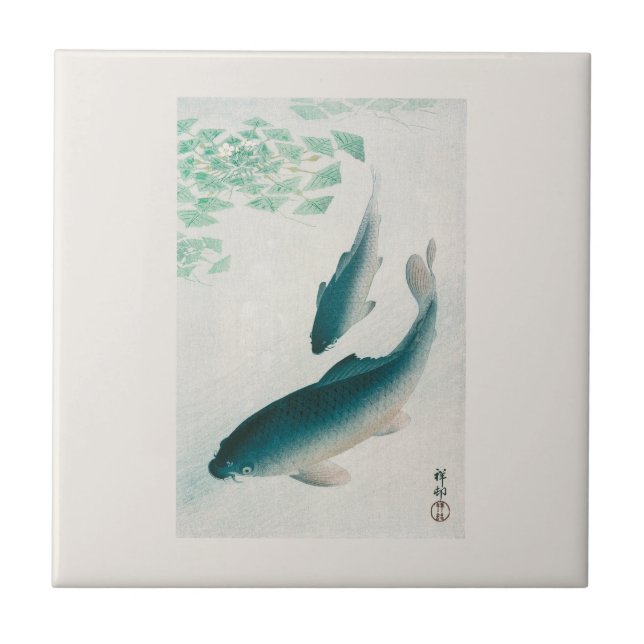 KAKELPLATTA: OHARA KOSON : CARP/KOI 1926 NAPKIN KAKELPLATTA (Framsidan)