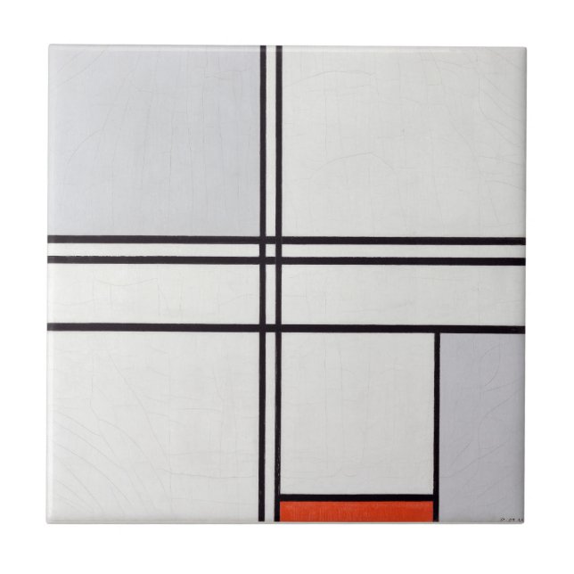 KAKELPLATTA: PIET MONDRIAN : GRÅTT - RED 1935   KAKELPLATTA (Framsidan)