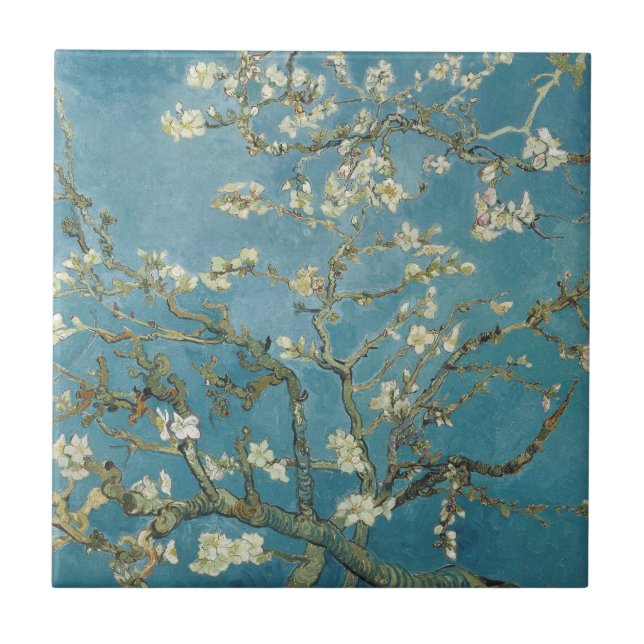KAKELPLATTA: VINCENT Van Gogh : ALMOND BLOMMAR. Kakelplatta (Framsidan)