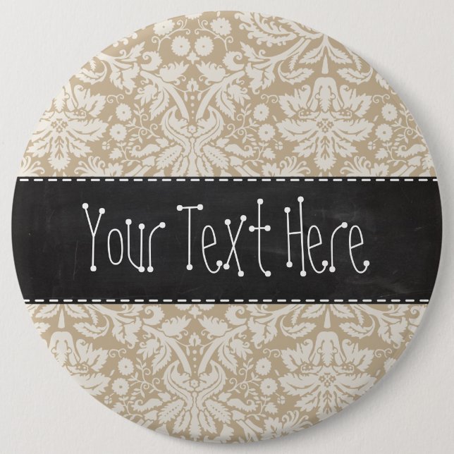 Kaki- damast; Svart tavlalook för vintage Knapp (Framsida)