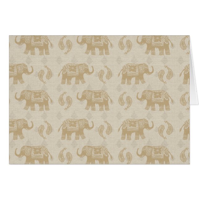 Kaki- husvagnmönster för elefant hälsningskort (Framsidan Horizontal)