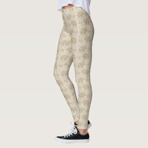 Kaki- husvagnmönster för elefant leggings