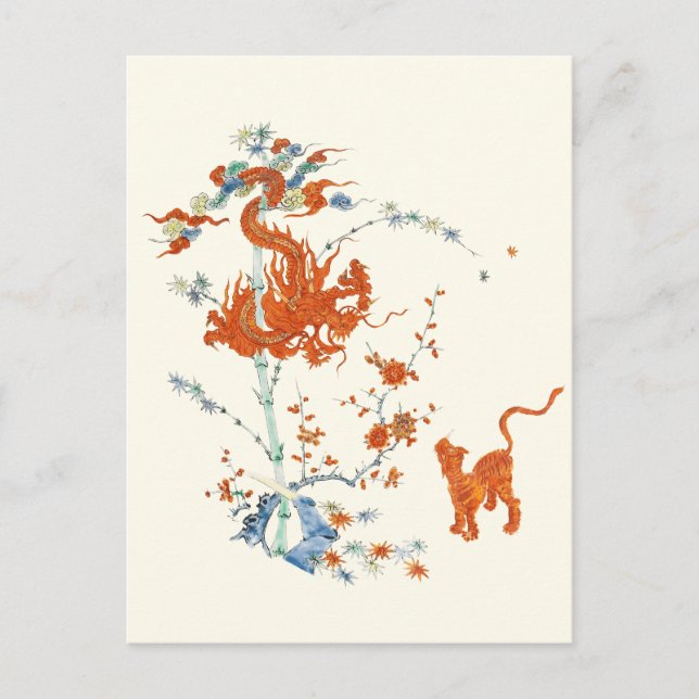 Kakiemon Dragon Tiger 1775 Vykort (Framsida)